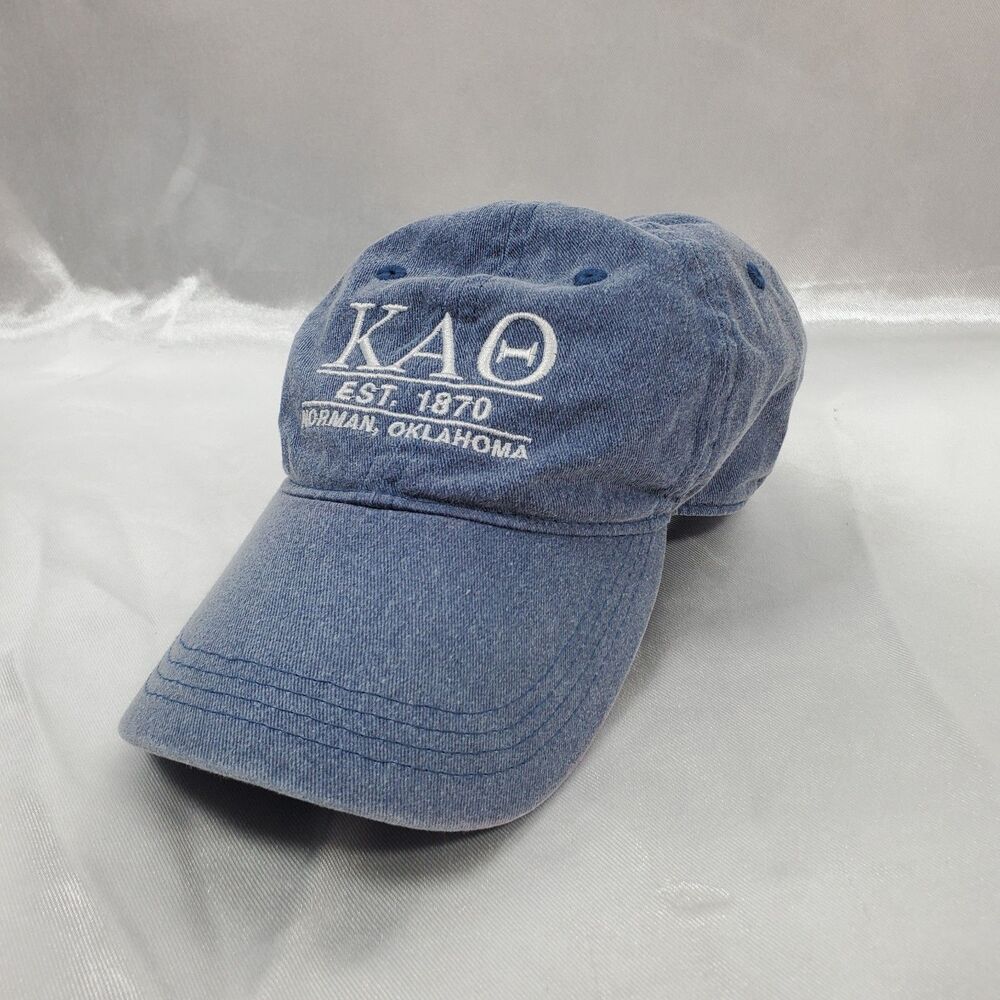 Vintage Kappa Alpha Theta KAΘ Blue Denim Strapback Sorority Dad Hat Norman OK
